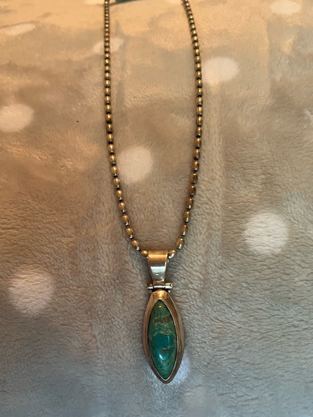 Sterling Silver 925 Teardrop Turquoise Pendant Necklace - Picture 2 of 4